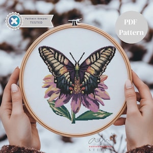 Butterfly Flower Cross Stitch Pattern, Butterfly Cross Stitch Pattern, Cross Stitch Butterfly Pattern, Easy Cross Stitch Pattern
