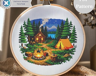 Cozy Forest Cross Stitch Pattern PDF, Modern Counted Design Wall