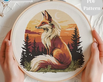 Fancy Fox Cross Stitch Pattern, Fox Cross Stitch Pattern, Cross Stitch Fox Modern Pattern, Easy Cross Stitch Pattern