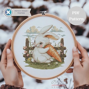 Bunny Cross Stitch Pattern, Cute Bunny Cross Stitch Pattern, Cross Stitch Rabbit Pattern, Easy Cross Stitch Pattern