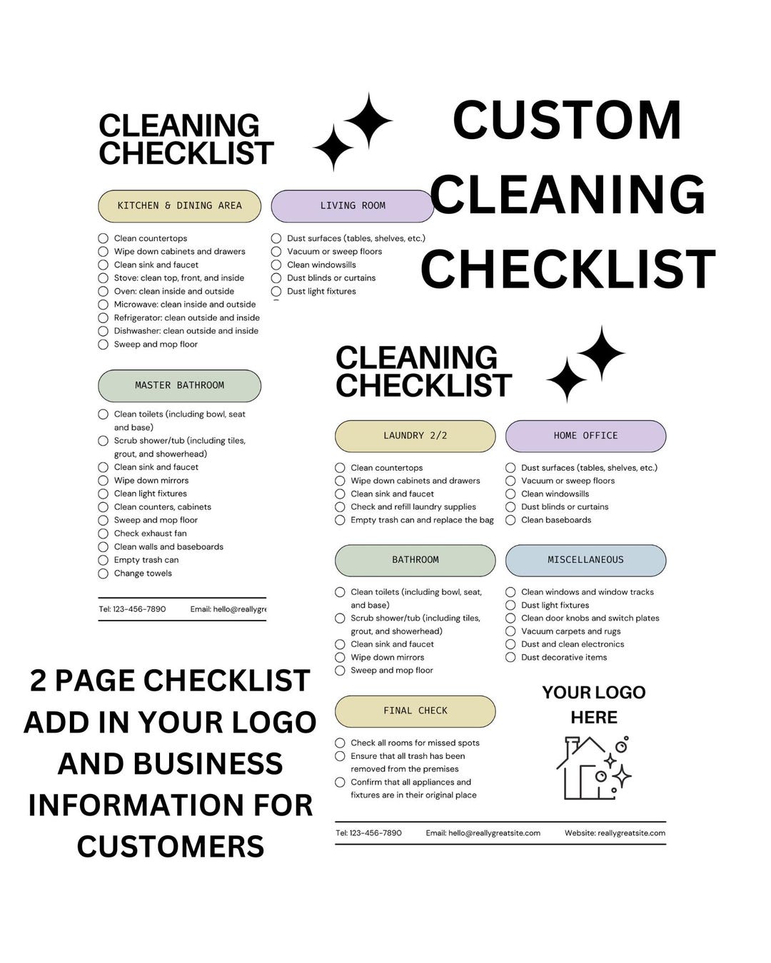 Cleaning Checklist, House Cleaning Business Checklist, Clean House