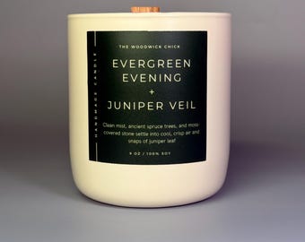Minimalist Crackling Wood Wick Candle - Crisp Pine Fragrance - 45+ Hour Burn
