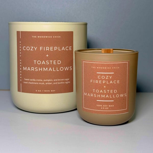 Minimalist Crackling Wood Wick Candle - Smokey Vanilla Fragrance - 45+ Hour Burn