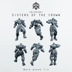 Arcamundi - Sisters Of The Crown - Trench Crusade - Trench Pilgrims Proxy - 3x Bare Sister set (Poses 1-3)