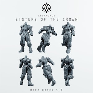Arcamundi - Sisters Of The Crown - Trench Crusade - Trench Pilgrims Proxy -  3x Bare Sister set (Poses 4-6)