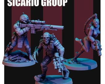 Red Pilgrim - Sicaro Group Assassins - Compatible with Grimdark Future, 40k, One Page Rules