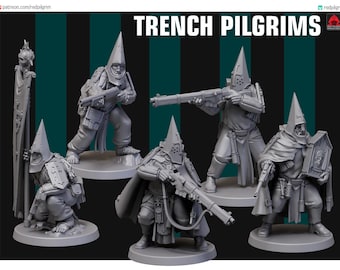 Trench Pilgrims - Proxy 5 man ranged - Compatible for Grimdark, Trench Crusade, one page rules