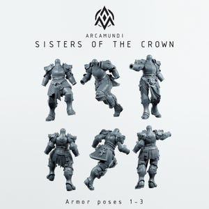 Arcamundi - Sisters Of The Crown - Trench Crusade - Trench Pilgrims Proxy- 3x Armored Sister set (Poses 1-3)