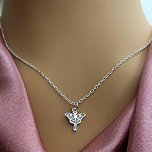 27% OFF SALE - Sterling Silver Luna Moth Charm Necklace, Double Sided Raven Charm, NK6000