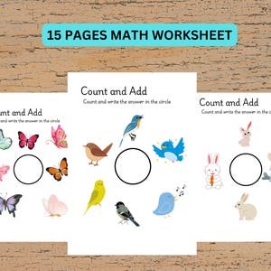 15 pagine di esercizi di matematica, download digitale, matematica educativa per bambini in età prescolare, attività per baby shower, idea regalo, stampabile