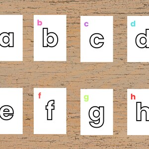 Alfabeto para colorear para bebés / Alfabeto imprimible con letras mayúsculas / Baby Shower Baby Learning ABC / Tarjeta didáctica con letras minúsculas para imprimir