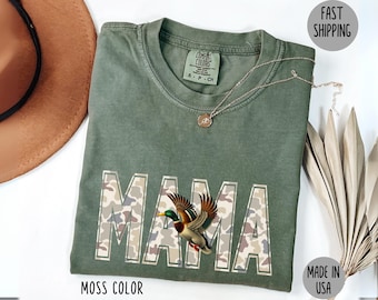 Camo Duck Mama T-Shirt, Mallard Duck Mama Shirt, Hunting Wife Gift, Retro Comfort Colors Top, Outdoor Country Girl Mama Tee