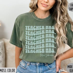 Custom Teacher Mrs. retro Shirt with Last Name, Personalized Teacher Gift, Back to School Shirt, Teacher Appreciation gift 1st day of school