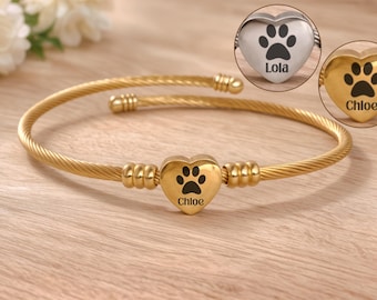 Pet Name engraved Bracelet Personalized Paw Bracelet  Tiny Dog Paw Custom Pet Lover Gift Pet Memorial Gift dog mom gift Pet Keepsake