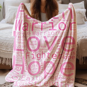 Support Blanket (Minky blanket), Encouragement Gift For Women, Cancer Comfort Throw, Emotional Gift For Fighter, Hope and Faith