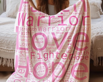 Support Blanket (Minky blanket), Encouragement Gift For Women, Cancer Comfort Throw, Emotional Gift For Fighter, Hope and Faith