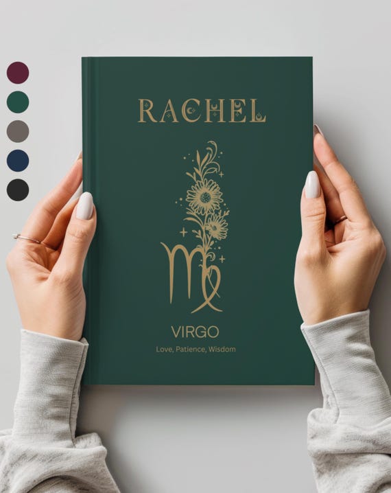 Custom Zodiac Birth Flower Journal, Aries, Taurus, Gemini, Cancer, Leo, Virgo, Libra, Scorpio, Sagittarius, Capricorn, Aquarius, Pisces