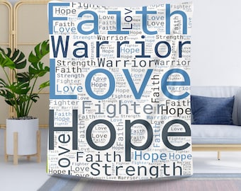 Men's Cancer Support Blanket: Faith, Hope, Strength, Comfort Throw