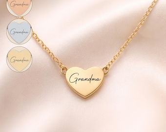 Collar de abuela personalizado, colgante de corazón personalizado para Nana Mimi Abuela, regalo para abuela de sus nietos, joyería para el Día de la Madre