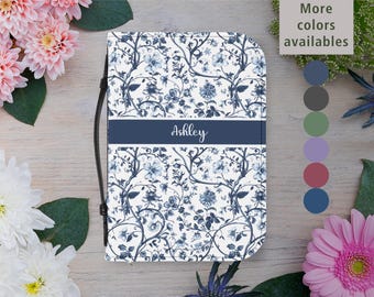 Personalisierte Blumen Bibel Hülle: Benutzerdefinierter Name PU-Leder Hülle Elegantes Toile Design, benutzerdefinierte Name Schrift Hülle, christliches Geschenk