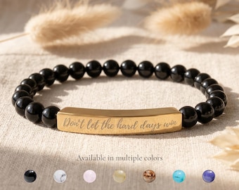 Don't Let The Hard Days Win Bracelet, Encouragement Gift for Her, Anxiety Support Jewelry, Depression Reminder Gift, Mental Health Bracelet