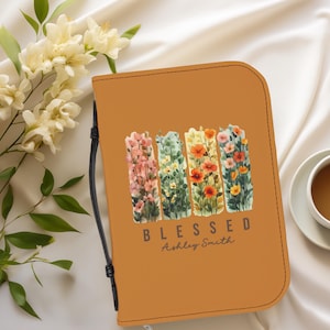 Personalized with name Floral Bible Cover Religious Gift  Christian gift mother&#39;s day gift Bible Bag Bible case Bible carrier Bible study