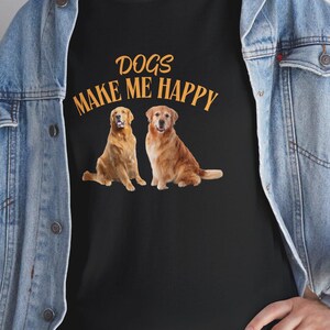 Hunde machen mich glücklich Unisex Schwere Baumwolle T-Shirt, Hunde-Liebhaber-Geschenk, Haustier-Besitzer-T-Shirt, Freizeitkleidung, Tierliebhaber-Kleidung, durchdachtes Geschenk