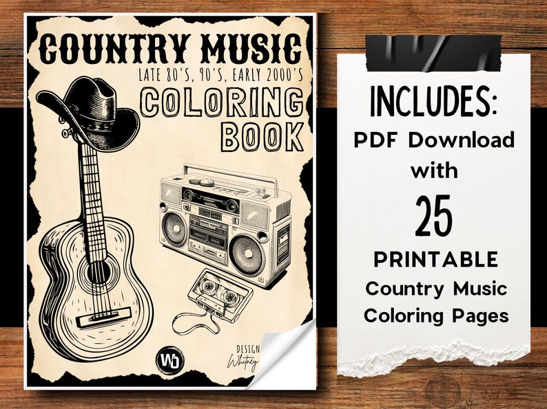 Country Music Coloring Book Printable Download - Etsy