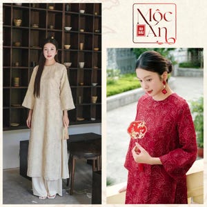 Kant-en-klare Ao Dai Viet Nam - met geborduurde bloemen Ao Dai – met bloemen en bloemen