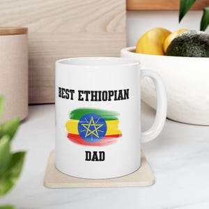 Ethiopian Dad Ceramic Mug, Coffee Lover Gift, Father&#39;s Day Cup, Gift for Ethiopian Father, Ethiopian Pride Coffee Mug