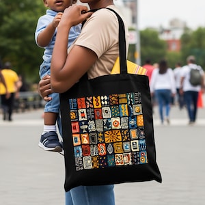 Draagtas Afrikaanse kunst, schoudertas katoenen canvas, draagtas kleurrijke markt, milieuvriendelijke boodschappentas, handtas etnische print