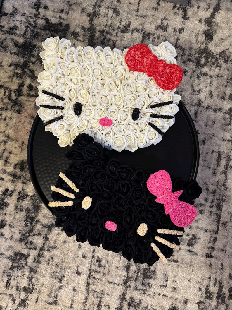 Hello Kitty Faux Rose Box Floral Arrangement - Etsy