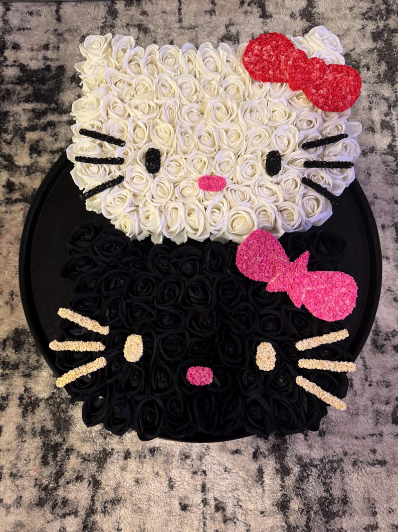 Hello Kitty Faux Rose Box Floral Arrangement - Etsy