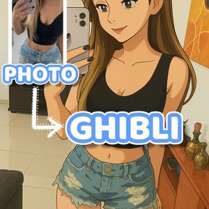 Custom Ghibli Style Portrait, Anime Illustration from Your Photo, High Resolution Cartoon Drawing, Digital Wall Art Print