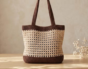 Crochet Mesh Tote Bag Pattern PDF, Beginner-Friendly Market Bag Tutorial