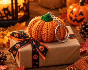 Crochet Pumpkin Keychain Pattern, Amigurumi Halloween PDF, Fall Crochet Pattern