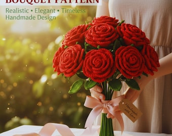 Crochet Rose Pattern PDF - Easy Beginner Flower Tutorial - DIY Realistic Bouquet