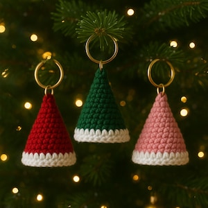 Mini Santa Hat Crochet Pattern, Scrap Yarn Christmas Ornament (PDF)