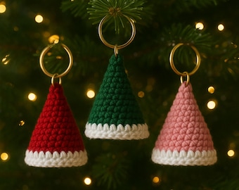 Mini Santa Hat Crochet Pattern, Scrap Yarn Christmas Ornament (PDF)