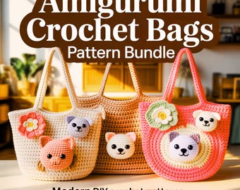 Amigurumi Crochet Bag Pattern Bundle PDF – 25+ Beginner-Friendly Projects | Totes, Clutches, Pouches + Bonus Patterns