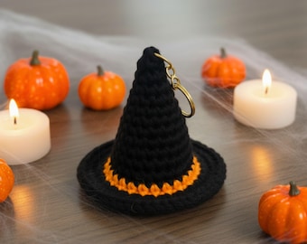 Witch Hat Keychain Crochet Pattern: Beginner Halloween Amigurumi (PDF)