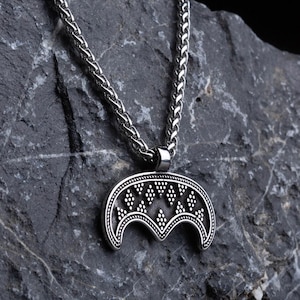 Slavic Lunula Necklace, Viking Moon Necklace, Norse Jewelry Protection Amulet, Crescent Moon Pendant, Ancient Symbol, Nordic necklace