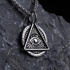 Naszyjnik Masoński All Seeing Eye, Oko Opatrzności, Wisiorek Trójkątny, Prezent Illuminati, Ezoteryczny Amulet, Symbole Egipskie, Biżuteria Egiptu