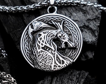 Fenrir Necklace, Odin's Wolf Amulet, Viking Jewelry Gift, Fenrir Pendant, Norse Mythology, Celtic Pendant, Viking Accessories, Nordic Neck