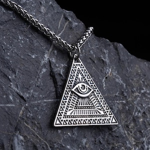 All Seeing Yye Necklace, Mystic Eye Triangle Pendant, Eye of Providence,  Eye of Horus, Egyptian Symbols, Egypt Jewelry,  Egypt Mythology