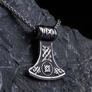 Viking Axe Necklace, Nordic Battle Axe Amulet, Norse Mythology, Viking Accessories, Mens Celtic Jewelry, Norse Warrior Pendant