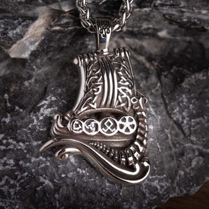 Ciondolo Nave Vichinga In Peltro E Ottone - Gioiello Vintage Con Collana Regolabile