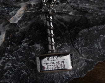 Viking Hammer Necklace, Mjolnir jewelry, Thor Hammer Necklace, Hammered Pendant, Thor's War Hammer, Thunder God, Mjolnir Hammer