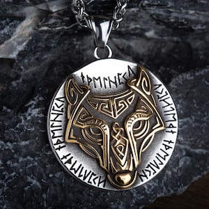 Fenrir Viking Necklace, Viking Wolf Pendant, Norse Mythology, Viking accessories, Viking Necklace, Wolf Celtic Jewelry, Antique Fenrir
