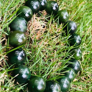 Handmade 12mm Nephrite Jade Bracelet: Natural Gemstone Stretch Jewelry